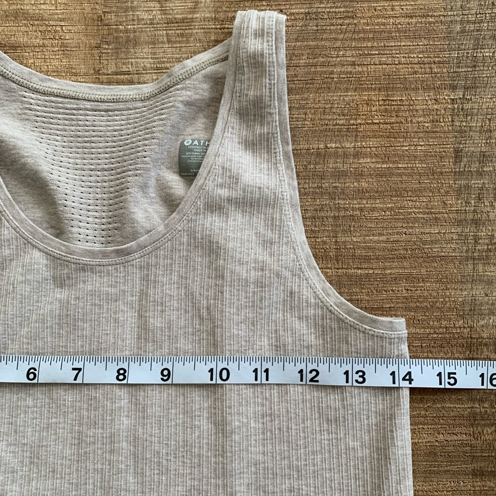 ATHLETA Pura Ribbed Tank in Oatmeal Womens Medium Stretch Design Activewear - Picture 10 of 11